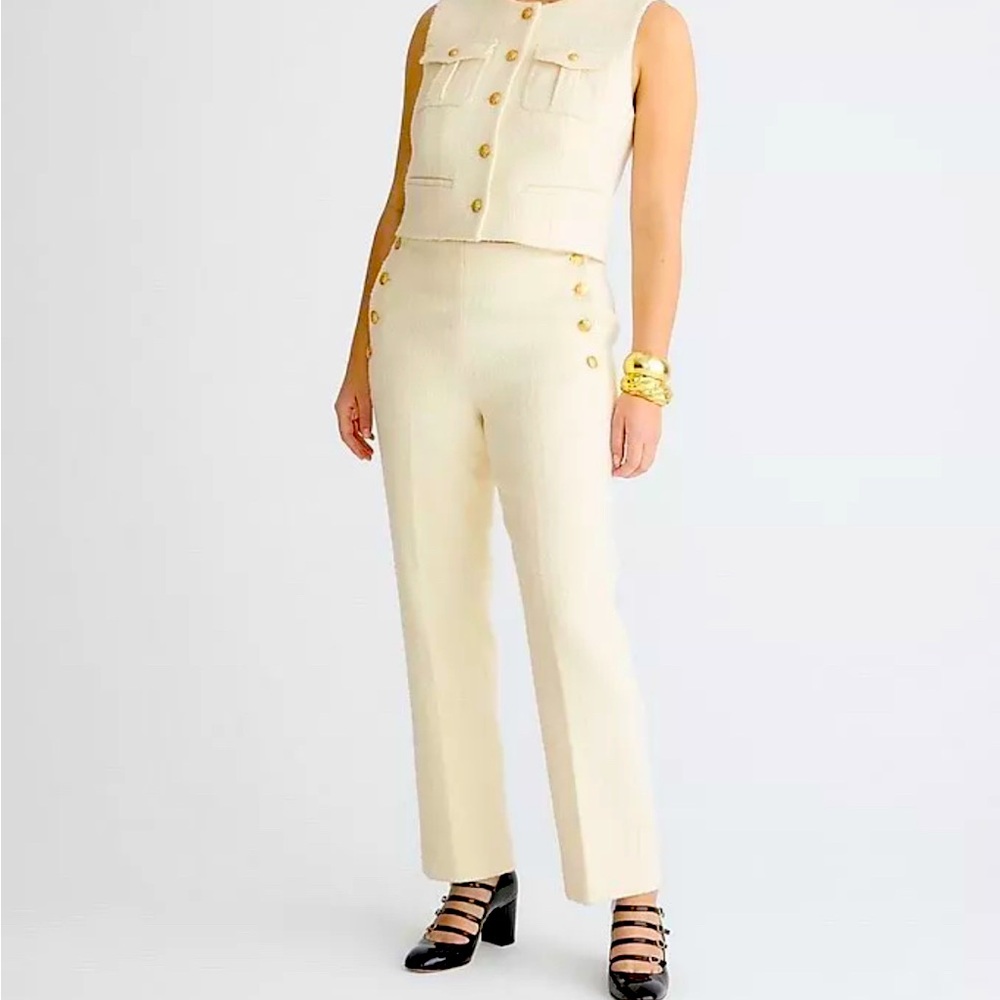 NWT Jcrew tweed pant, wool blend with gorgeous gold buttons